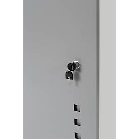 Rocada Caddy Visualline 4036, mobil, 4 Fächer, 1 ausziehbarer Ablageboden, neigbares Pult, abschließbar, B 470 x T 500 x H 1200 mm, Holz/Metall, grau