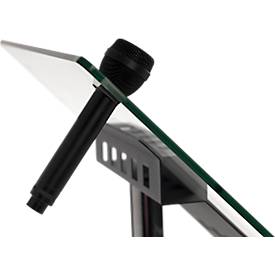 Rocada Rednerpult Visualline mobil LUXE 3070, mobil, höhenverstellbar, 2 Glasplatten, elliptischer Sichtschutz, Glas/Stahl, chromsilber-dunkelgrau