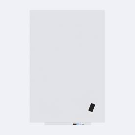 Rocada Whiteboard SKIN PRO, rahmenlos, modular, Hoch-/Querformat, magnethaftend, Ablageschale, B 1000 x H 1500 mm, beschichteter Stahl, signalweiß RAL 9003