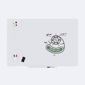 Rocada Whiteboard SKIN PRO, rahmenlos, modular, Hoch-/Querformat, magnethaftend, Ablageschale, B 1000 x H 1500 mm, beschichteter Stahl, signalweiß RAL 9003