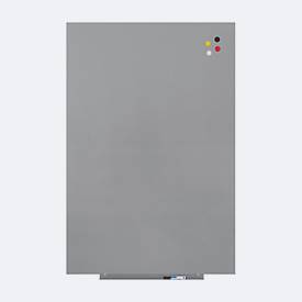 Rocada Whiteboard SKIN PRO, rahmenlos, modular, Hoch-/Querformat, magnethaftend, Ablageschale, B 1000 x H 1500 mm, beschichteter Stahl, weißaluminium RAL 9006