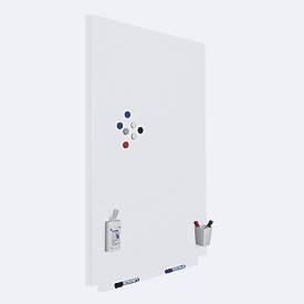Rocada Whiteboard SKIN PRO, rahmenlos, modular, Hoch-/Querformat, magnethaftend, Ablageschale, B 750 x H 1150 mm, beschichteter Stahl, signalweiß RAL 9003