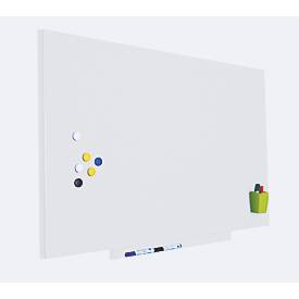 Rocada Whiteboard SKIN PRO, rahmenlos, modular, Hoch-/Querformat, magnethaftend, Ablageschale, B 750 x H 1150 mm, beschichteter Stahl, signalweiß RAL 9003