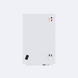 Rocada Whiteboard SKIN PRO, rahmenlos, modular, Hoch-/Querformat, magnethaftend, Ablageschale, B 750 x H 1150 mm, beschichteter Stahl, signalweiß RAL 9003
