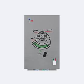 Rocada Whiteboard SKIN PRO, rahmenlos, modular, Hoch-/Querformat, magnethaftend, Ablageschale, B 750 x H 1150 mm, beschichteter Stahl, weißaluminium RAL 9006