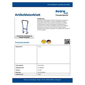 Rohrschiebebügel, für Paletten-Fahrgestell, Stahlrohr, blau, einklinkbar, 2 Hilfsrollen