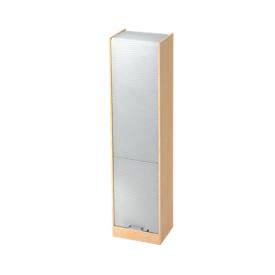 Roldeurkast TARVIS, 5 ordnerhoogten, afsluitbaar, B 500 x D 400 x H 2004 mm, esdoornpatroon/aluminium zilver