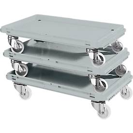 Roll-Fix, Kunststoff-Rollen, grau, 600 x 400 x 125 mm