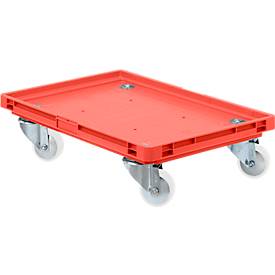 Roll-Fix, plastic castors, red, 600 x 400 x 125 mm