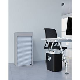 Rolladenschrank Aktos L, 2 Ordnerhöhen, abschließbar, Bügelgriff, B 500 x T 400 x H 930 mm, Holz, grau