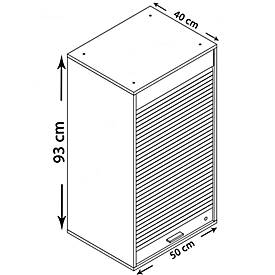 Rolladenschrank Aktos L, 2 Ordnerhöhen, abschließbar, Bügelgriff, B 500 x T 400 x H 930 mm, Holz, grau
