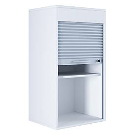 Rolladenschrank Aktos L, 2 Ordnerhöhen, abschließbar, Bügelgriff, B 500 x T 400 x H 930 mm, Holz, weiß