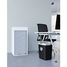 Rolladenschrank Aktos L, 2 Ordnerhöhen, abschließbar, Bügelgriff, B 500 x T 400 x H 930 mm, Holz, weiß