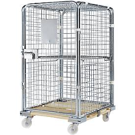 Rollbehälter, mit Holzrollplatte, 724 x 815 x 1210 mm