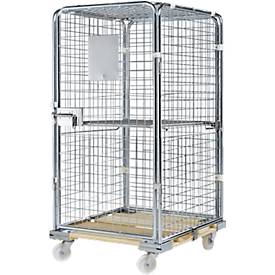 Rollbehälter, mit Holzrollplatte, 724 x 815 x 1600 mm