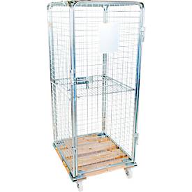 Rollbehälter, mit Holzrollplatte, 724 x 815 x 1800 mm