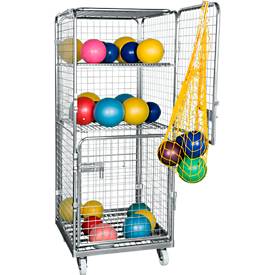 Rollbehälter, 5-seitig, 2 Türen, mit Stahl-Bodenplatte, 724 x 815 x 1800 mm