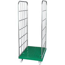 Rollbox, 2-seitig, Kunststoffbodenplatte, 724 x 815 x 1850 mm, grau (RAL 7032)