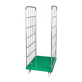 Rollbox, 2-seitig, Kunststoffbodenplatte, 724 x 815 x 1850 mm, grün (RAL 6024)