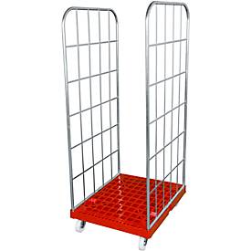 Rollbox, 2-seitig, Kunststoffbodenplatte, 724 x 815 x 1850 mm, rot (RAL 3000)