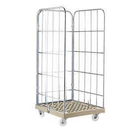 Rollbox, 3-seitig, Kunststoffbodenplatte, 724 x 815 x 1850 mm, grau (RAL 7032)