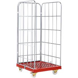 Rollbox, 3-seitig, Kunststoffbodenplatte, Nutzhöhe 1640 mm