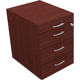 Rollcontainer, 1+3 Schübe, B 420 x T 560 x H 585 mm, Buche-Dekor