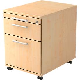 Rollcontainer, 1 Schub, 1 Utensilienauszug, B 428 x T 580 x H 590 mm, Ahorn-Dekor