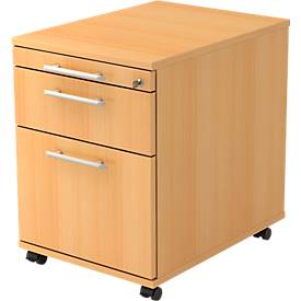 Rollcontainer, 1 Schub, 1 Utensilienauszug, B 428 x T 580 x H 590 mm, Buche-Dekor