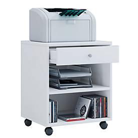 Rollcontainer, 1 Schubfach mit Griffknopf & 2 Regalfächer, B 450 x T 380 x H 540 mm, Spanplatte, diverse Dekore