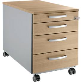 Rollcontainer 1233, 4 Schübe, runde Griffe, B 435 x T 765 x H 577 mm