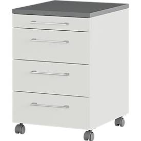 Rollcontainer 1333 Profi 2.0, 1 Utensilienauszug, 3 Schübe, Bügelgriffe, B 420 x H 610 x T 490 mm