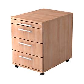 Rollcontainer, 3 Schübe, Nussbaum-Dekor