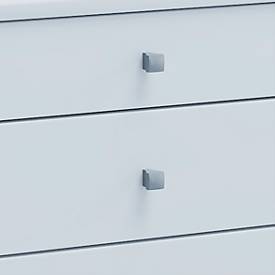 Rollcontainer, 4 Schubfächer mit Griffknopf, B 420 x T 500 x H 570 mm, Spanplatte, weiß