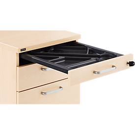 Rollcontainer BEXXSTAR, 1 abschließbarer Utensilienauszug, 1 Schub & 1 HR-Auszug, B 430 x T 600 x H 600 mm, Ahorn-Dekor