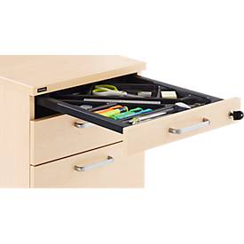 Rollcontainer BEXXSTAR, 1 abschließbarer Utensilienauszug, 1 Schub & 1 HR-Auszug, B 430 x T 600 x H 600 mm, Ahorn-Dekor