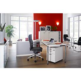 Rollcontainer BEXXSTAR, 1 abschließbarer Utensilienauszug, 1 Schub & 1 HR-Auszug, B 430 x T 600 x H 600 mm, weiß