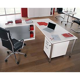 Rollcontainer BEXXSTAR, 1 abschließbarer Utensilienauszug, 1 Schub & 1 HR-Auszug, B 430 x T 600 x H 600 mm, weiß