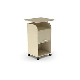 Rollcontainer BEXXSTAR, 2 Böden, 1 abschließbares Fach mit Griff, Top-Platte, Lenkrollen, B 700 x T 630 x H 1130 mm, Holz, Ahorn-Dekor