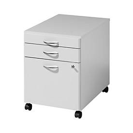 Rollcontainer BRAVO+, 1 Utensilienauszug, 1 Schubkasten, 1 HR-Auszug abschließbar