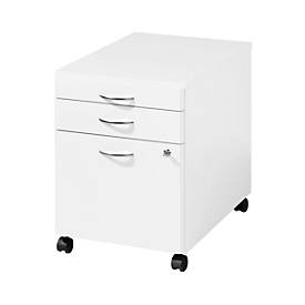 Rollcontainer BRAVO+, 1 Utensilienauszug, 1 Schubkasten, 1 HR-Auszug abschließbar