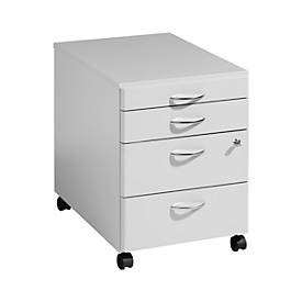 Rollcontainer BRAVO PLUS, 1 Utensilienauszug, 3 Schubkästen, 1 Schubkasten abschließbar