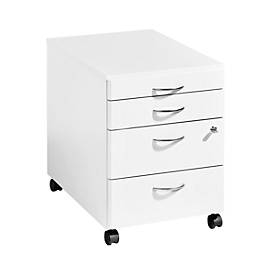 Rollcontainer BRAVO PLUS, 1 Utensilienauszug, 3 Schubkästen, 1 Schubkasten abschließbar