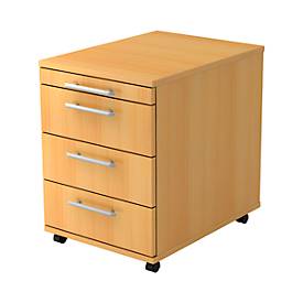Rollcontainer mit 3 Schüben, Buche-Dekor