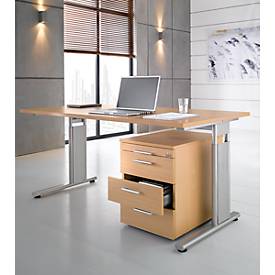 Rollcontainer PALENQUE, 3 Schübe, Utensilienauszug, B 430 x T 600 x H 566 mm, Buche