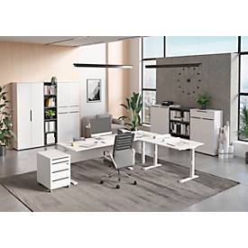 Rollcontainer Porto, 4 Schubladen inkl. Utensilienfach und 1 abschließbaren Schublade, B 420 x T 600 x H 630 mm, weiß