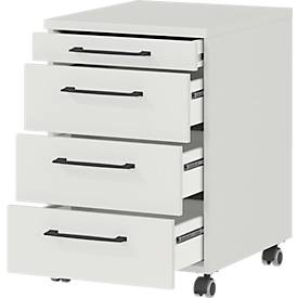 Rollcontainer Profi 2.0, 3 Schuladen, 1 Utensilienauszug, B 420 x T 490 x H 610 mm, lichtgrau