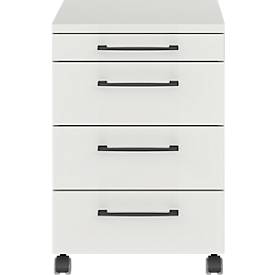 Rollcontainer Profi 2.0, 3 Schuladen, 1 Utensilienauszug, B 420 x T 490 x H 610 mm, lichtgrau