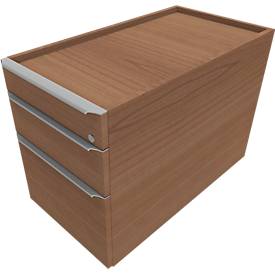 Rollcontainer QUANDOS BOX, 1 + 1 Schub, HR-Auszug, B 430 x T 800 x H 570 mm, Kirsche Romana