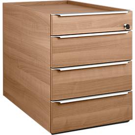 Rollcontainer QUANDOS BOX, 1 + 3 Schübe, B 430 x T 800 x H 570 mm, Kirsche Romana
